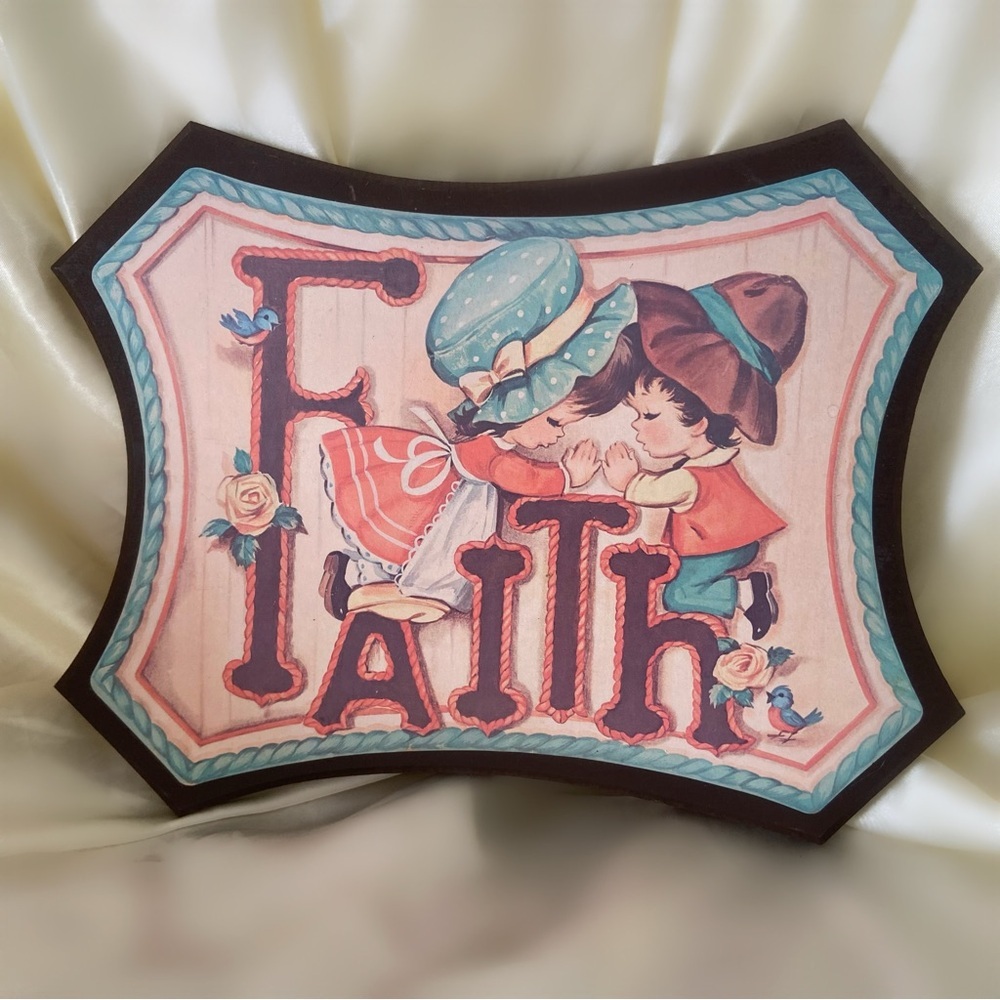 Vintage wooden plaque faith home decor sign cute sweet cottage